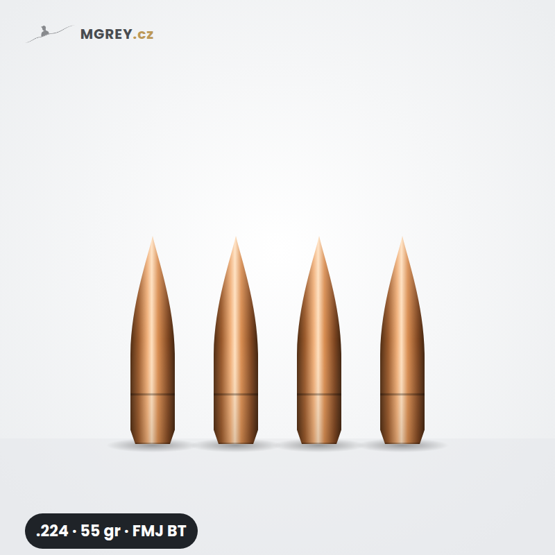 Střela .224 55 gr FMJ BT, 500 ks