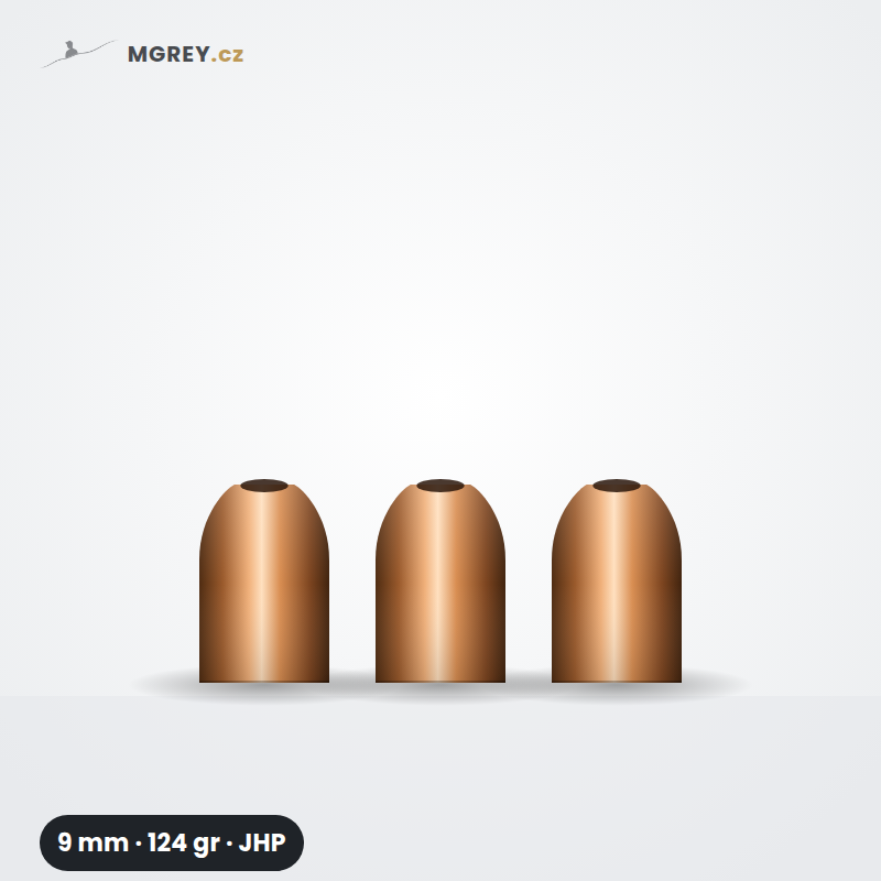 Střela 9 mm 124 gr JHP, 500 ks