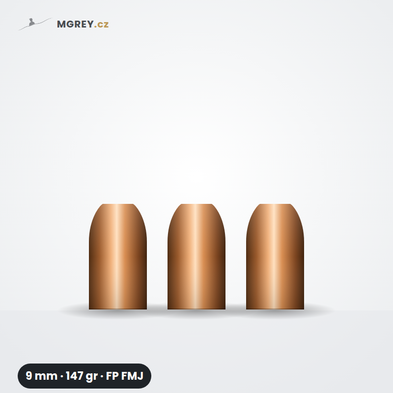 Střela 9 mm 147 gr FP FMJ, 500 ks
